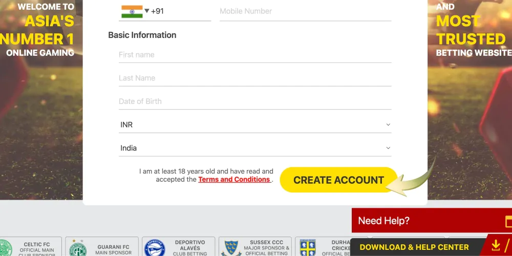 complete registration in casino