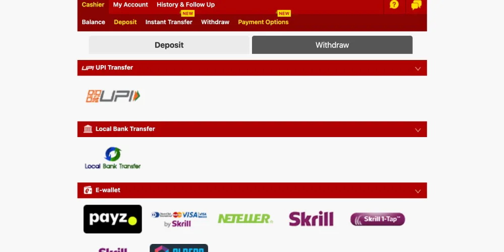 open deposit section