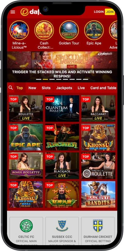 screen casino page